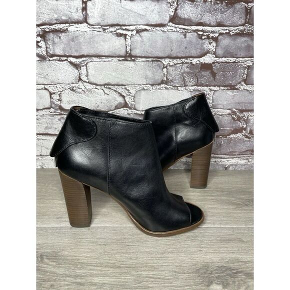 Coach Labelle Black Leather Open Toe Booties Heels Shoes Women’s Sz 7B US/37EU - Picture 15 of 16